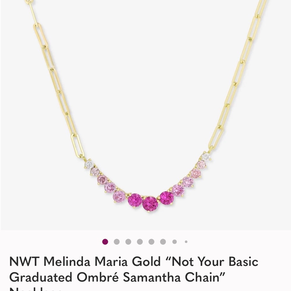 Melinda Maria Gold Necklace with Pink Ombre Stones